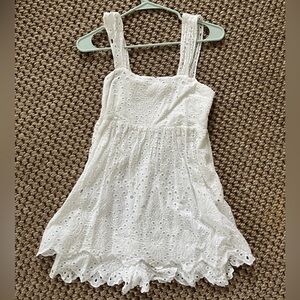 Molly Green white lace romper/ dress with shorts underneath size S